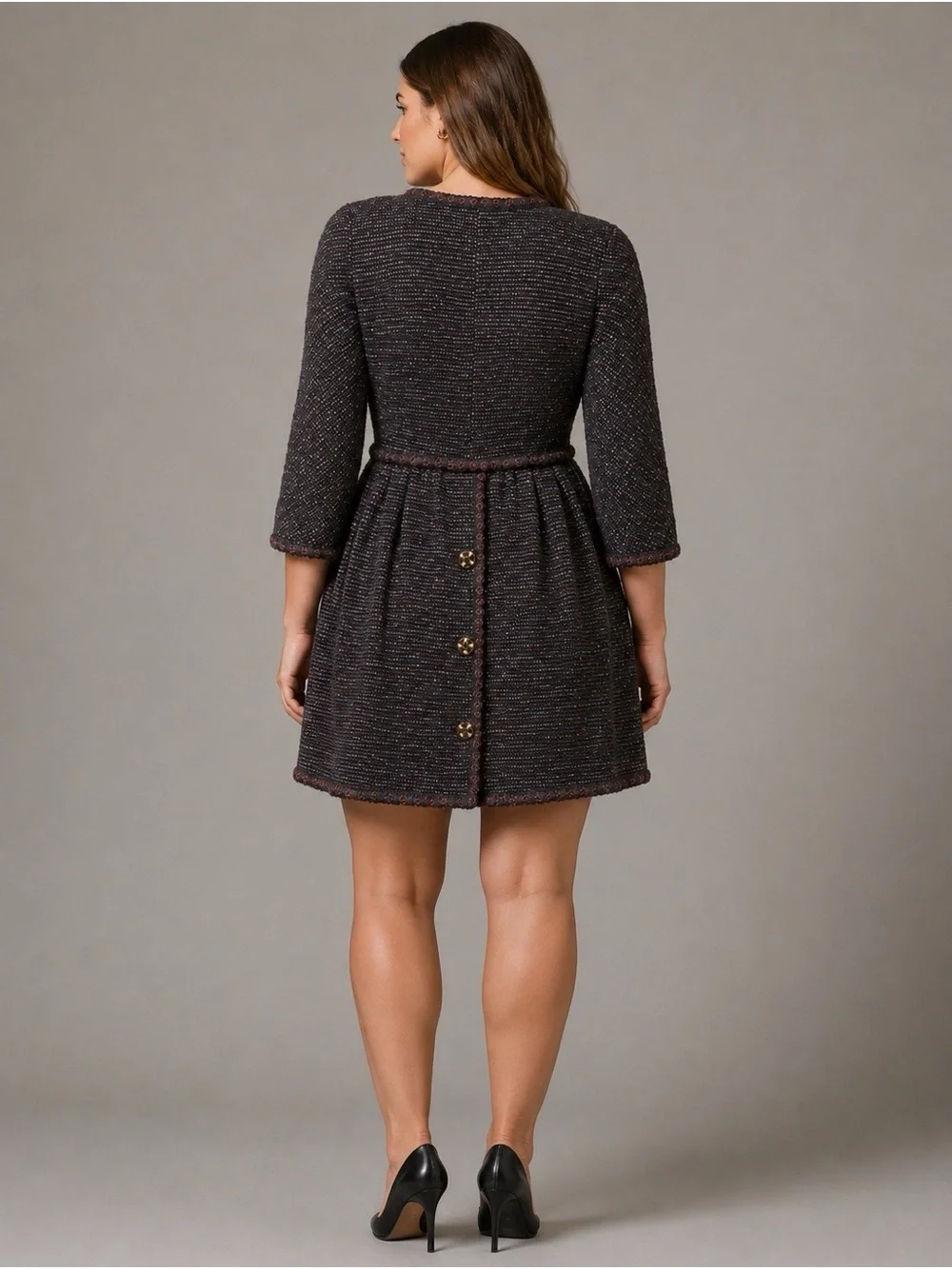 CHANEL $10k Gripoix Button Tweed Fit-and-Flare Jacket in Medium Size US 8, Fr 40
